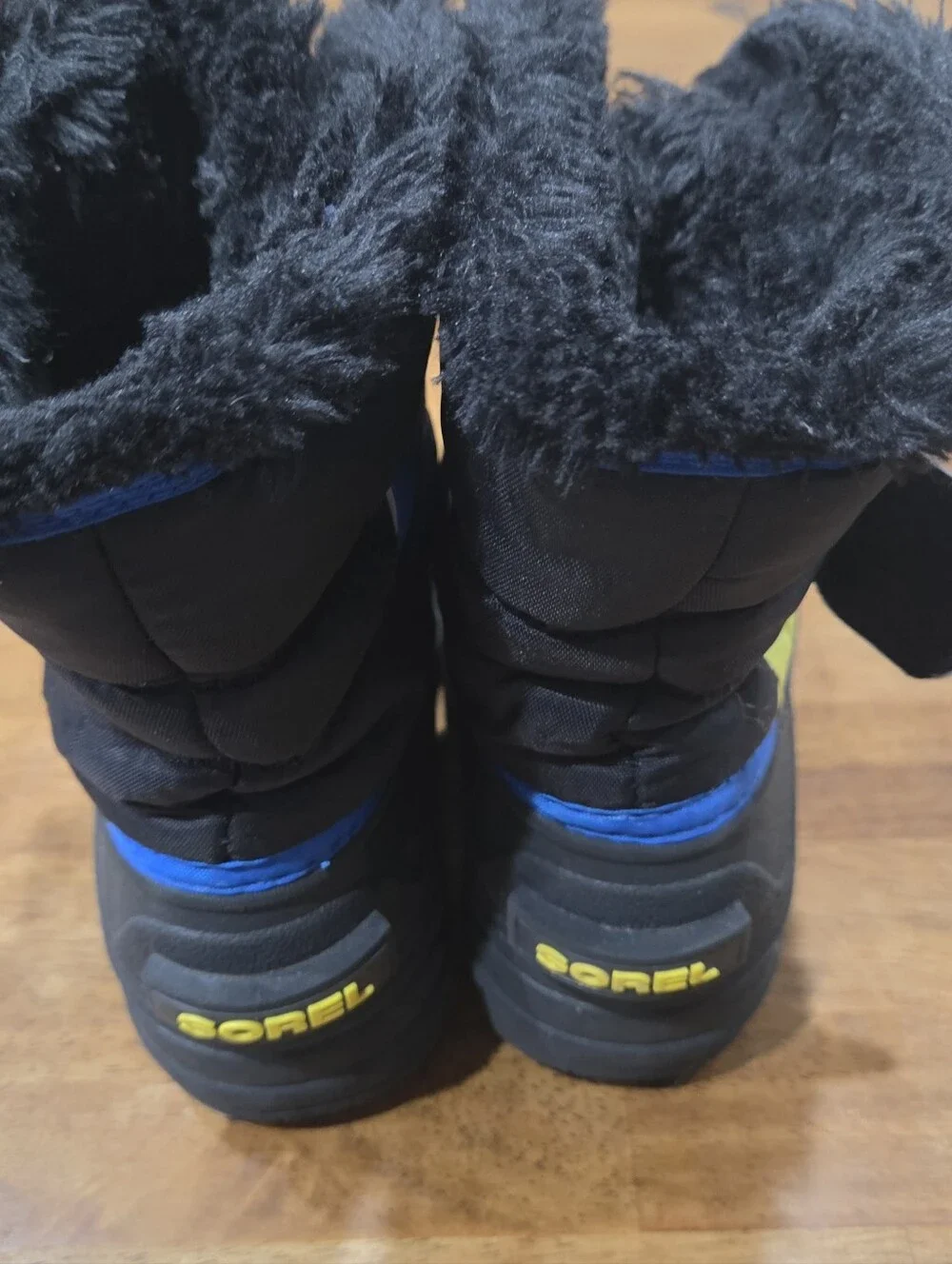 Sorel Black and Blue Kids' Insulated Snow Boots